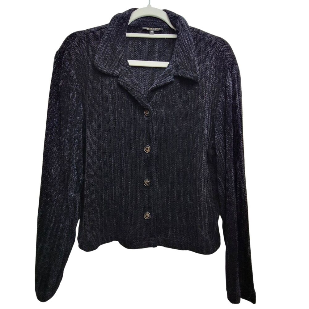 Cynthia Max Black Button Cardigan Size Medium With Irregular Hem